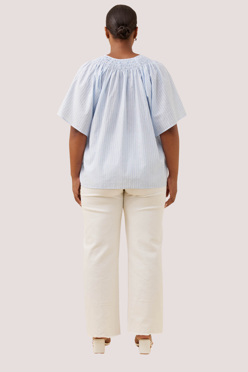 Lyndell Shirred Top | Light Blue