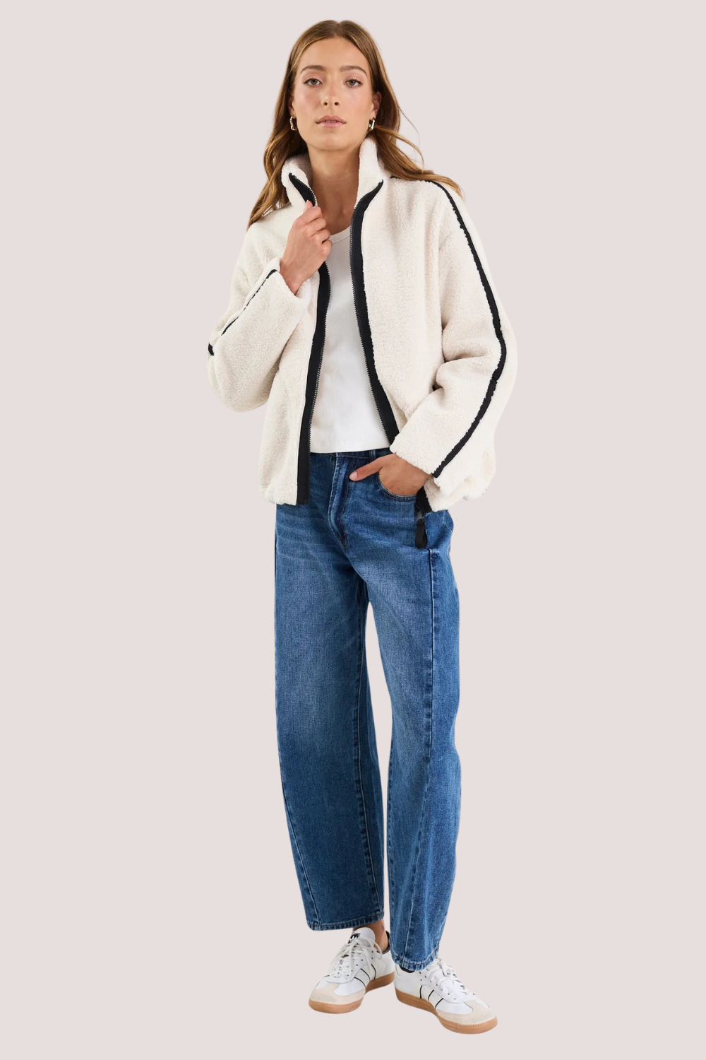 Chalet Taupe Sherpa Collared Jacket