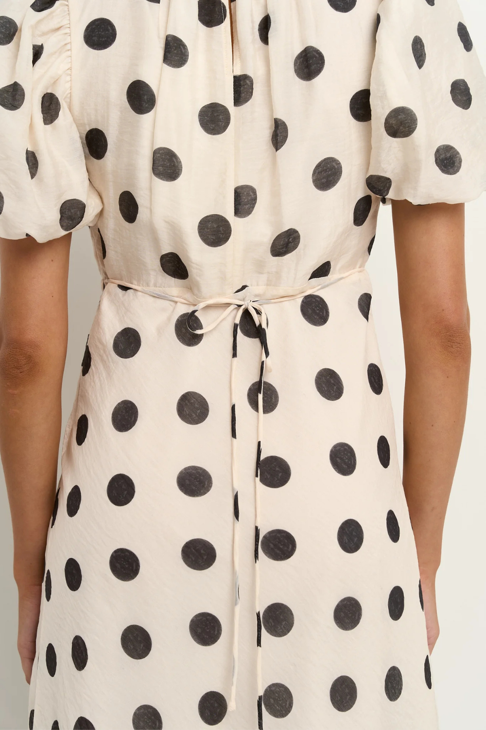 Stage Cream Black Polka Dot Puff Sleeve Floaty Maxi Dress