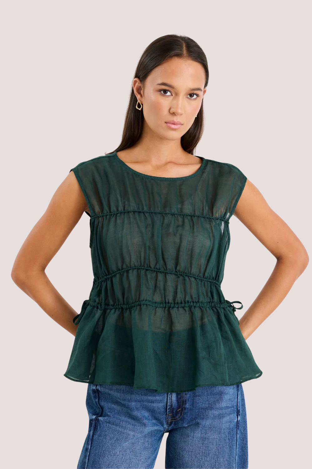Context Forest Ramie Relaxed Sleeveless Top