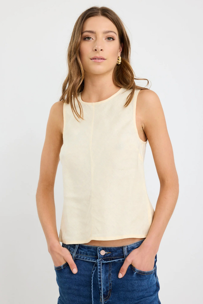 Shoreline Butter Linen Bias Sleeveless Shell Top