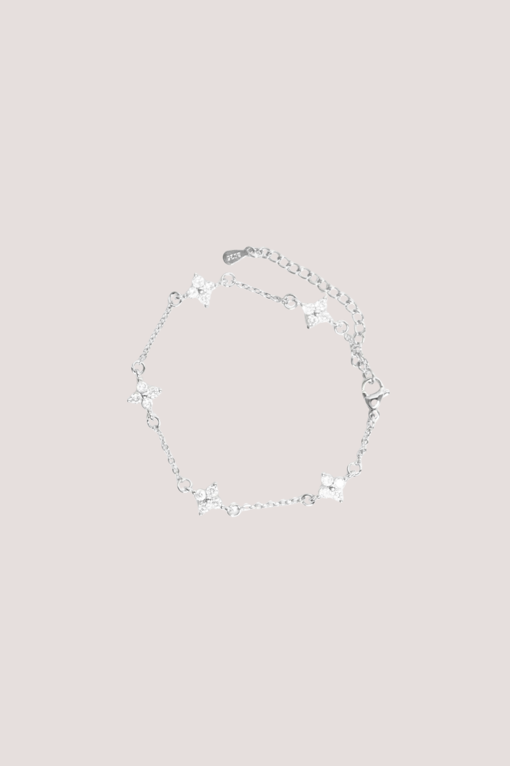 Sparkle Star Charm Sterling Silver Plate Plate Bracelet