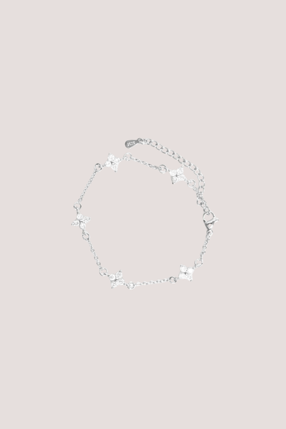 Sparkle Star Charm Sterling Silver Plate Plate Bracelet