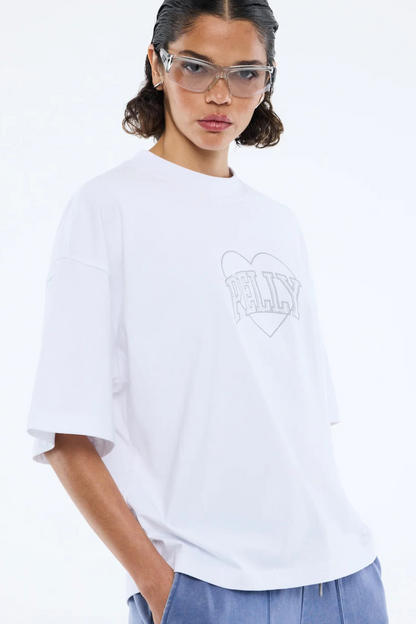 Rhinestone Logo Tee | White