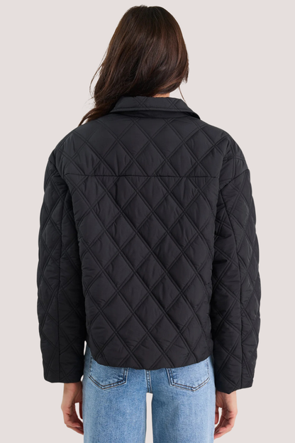 Absolute Black Collared Quilted Jacket