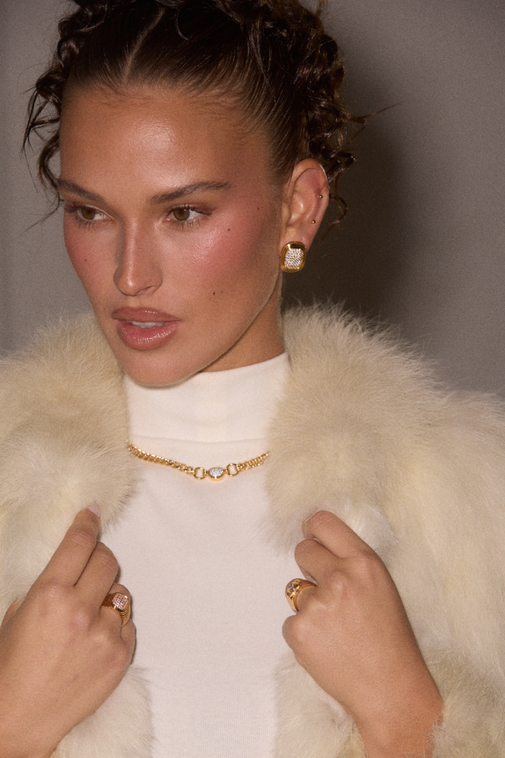 Pave Oval Statement Studs | Gold