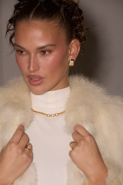Pave Oval Statement Studs | Gold