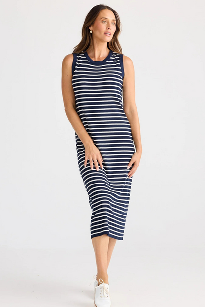 Squad Dress | Navy w White Stripe