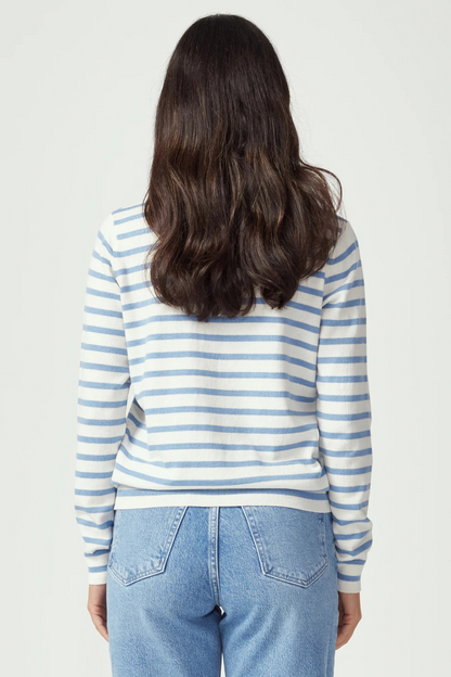 Fountain Sweater | White Linen/Sky Blue