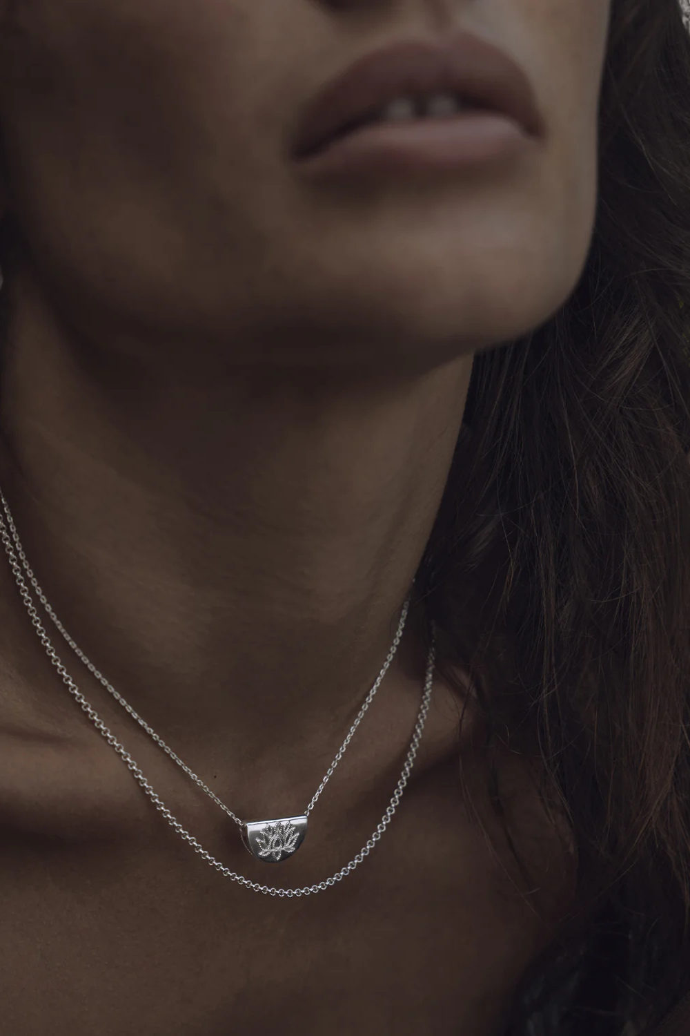 Sterling Silver Lotus Short Necklace