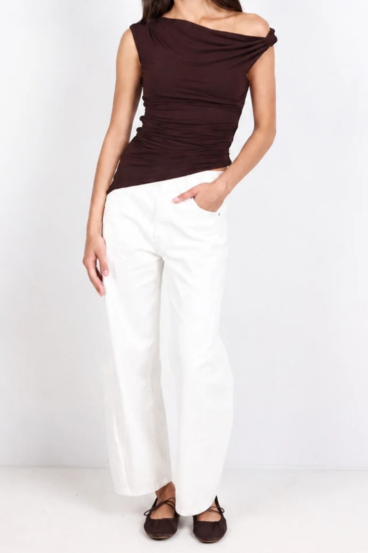 Campaign Chocolate Off Shoulder Ruched Top