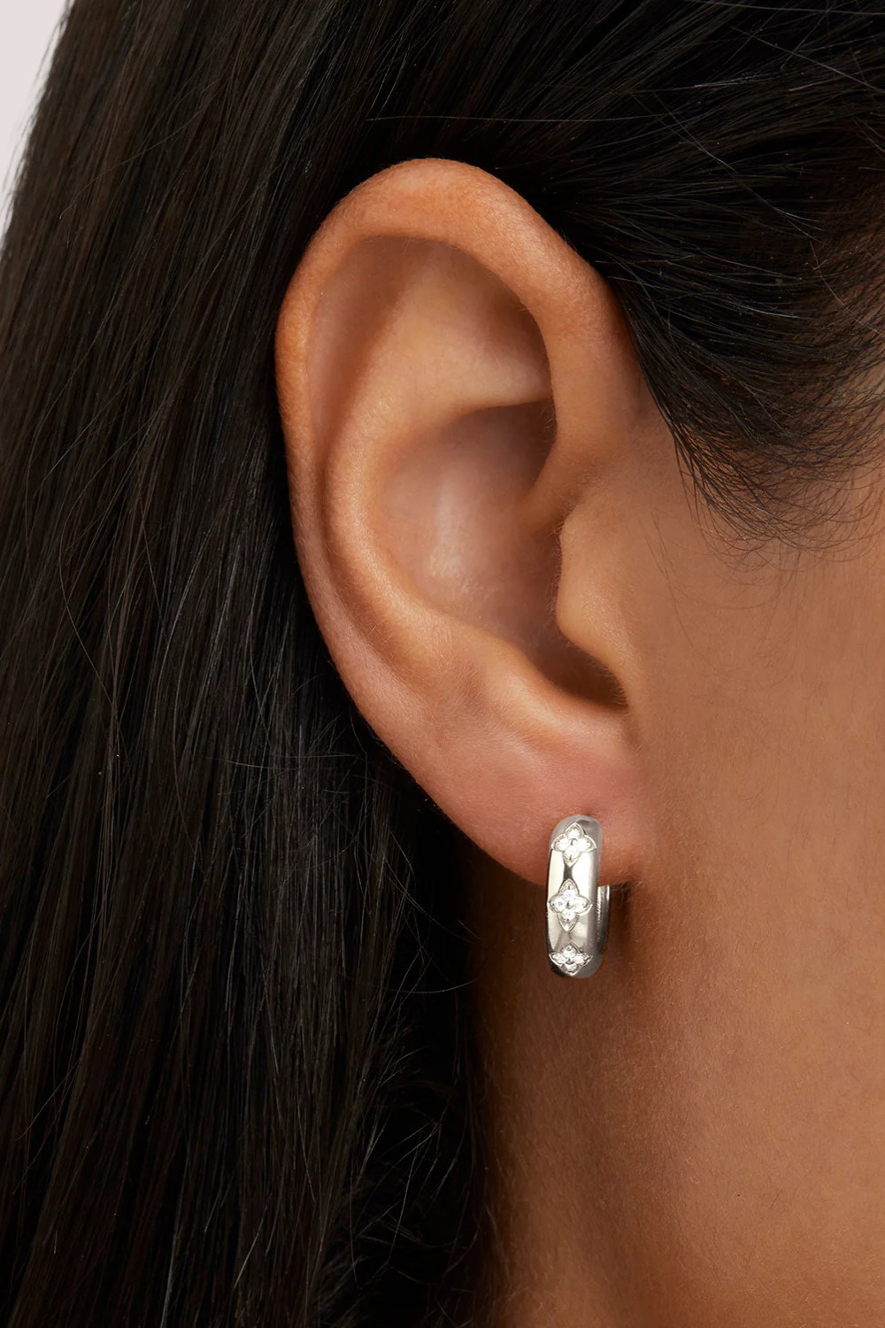 Sterling Silver Bloom With You Lotus Hoops