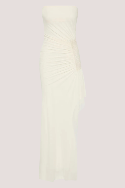 Winslow Strapless Asym Dress | Buttercream
