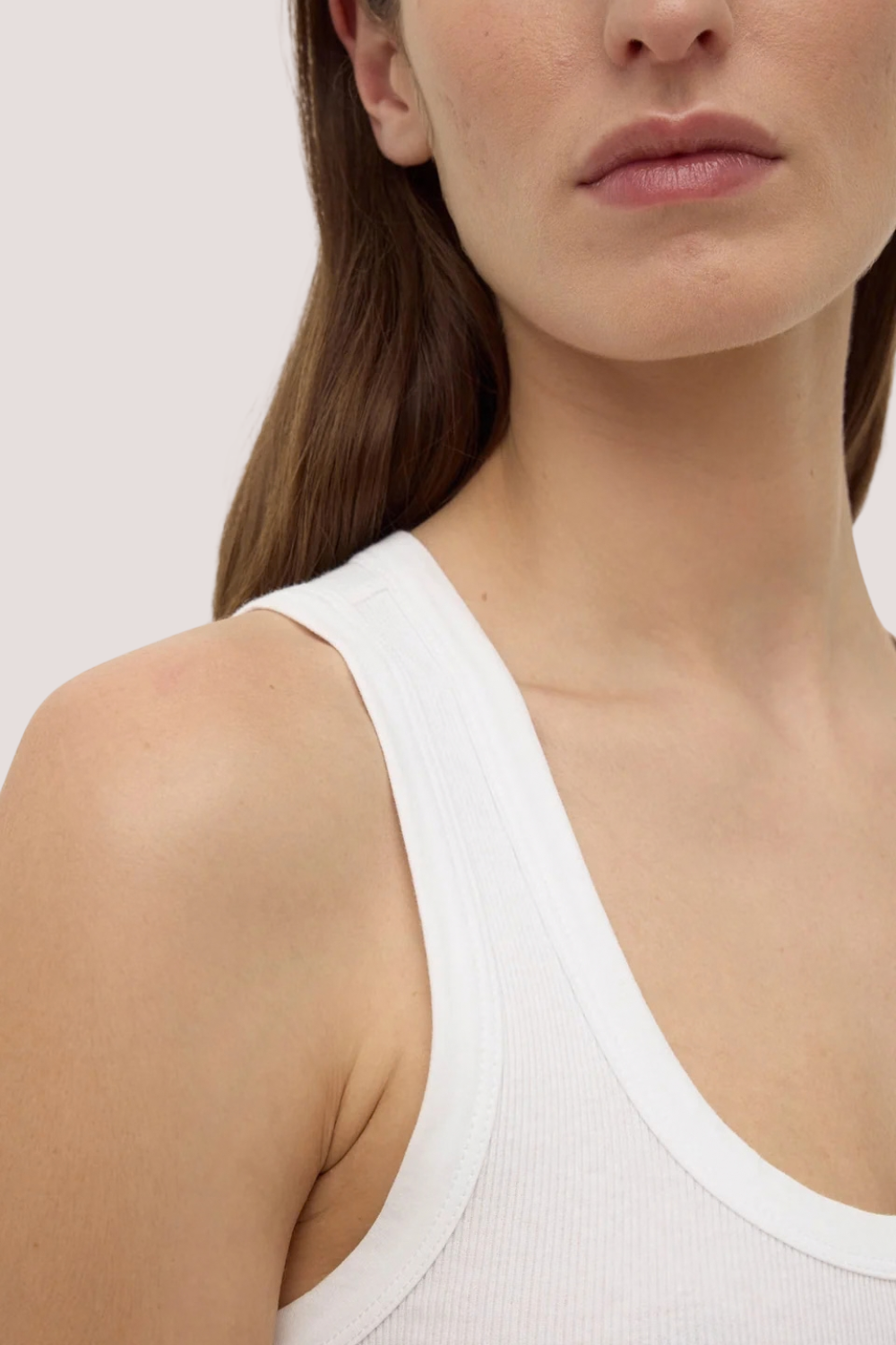 Robyn Scoop Neck Rib Tank | White