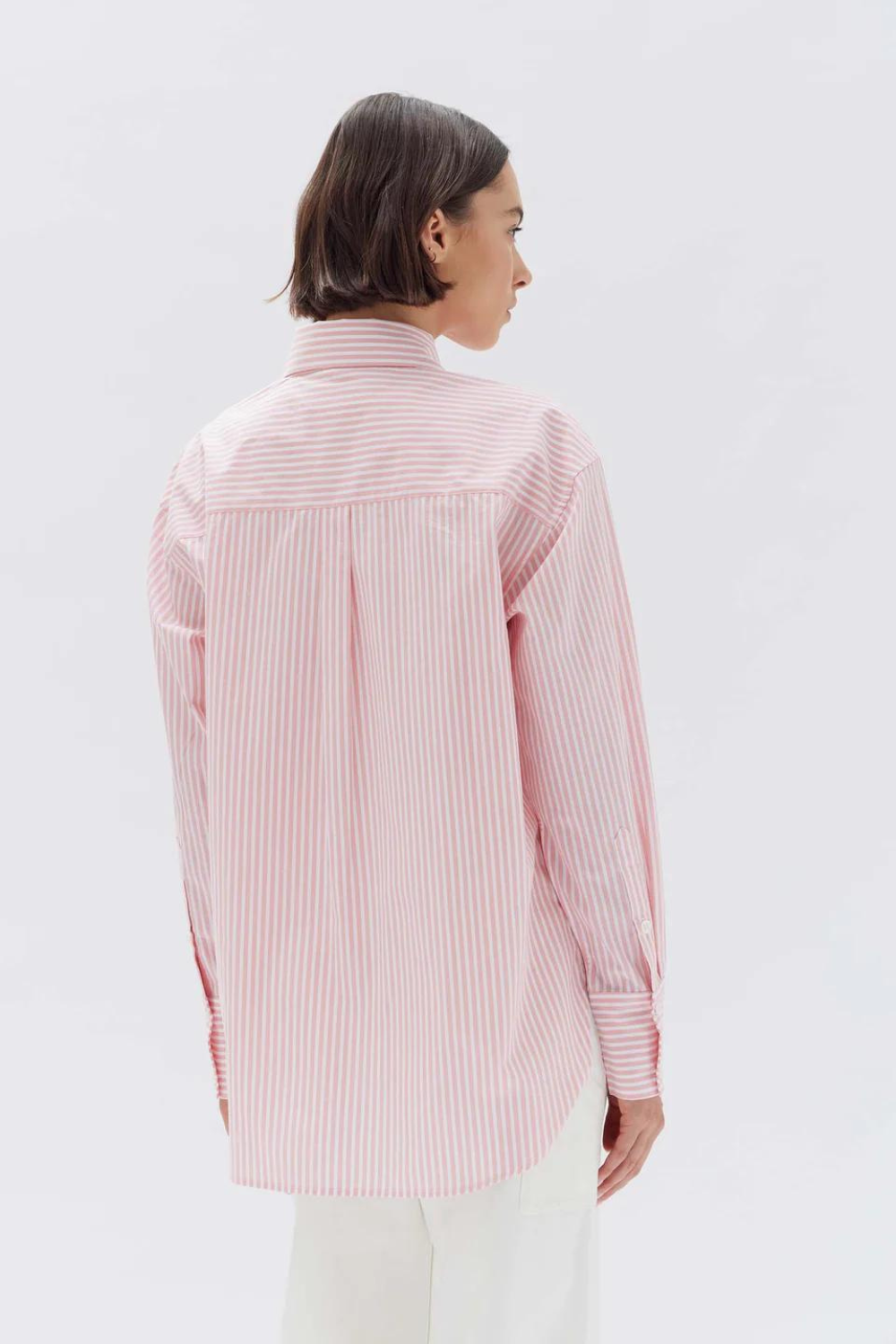 Signature Poplin Shirt | Coral/White Stripe