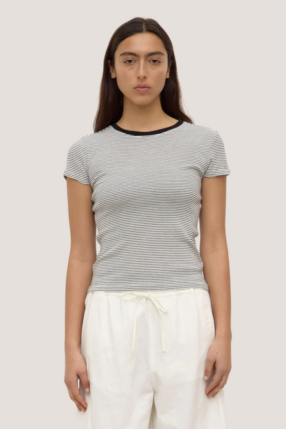 Thelma Stripe Short Sleeve Tee | Black/White