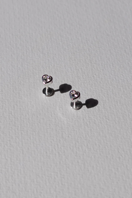 True Love Flat Back Studs | Silver