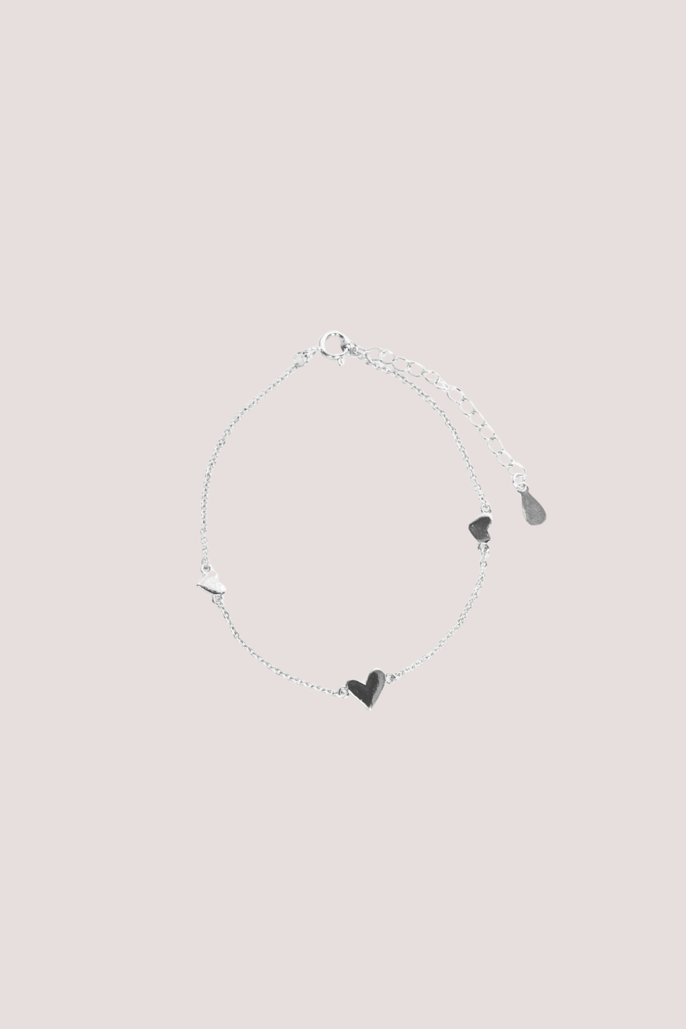 Triple Heart Charm Sterling Silver Plate Plate Bracelet
