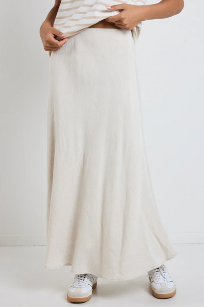 Lagos Natural Linen Blend Bias Maxi Skirt