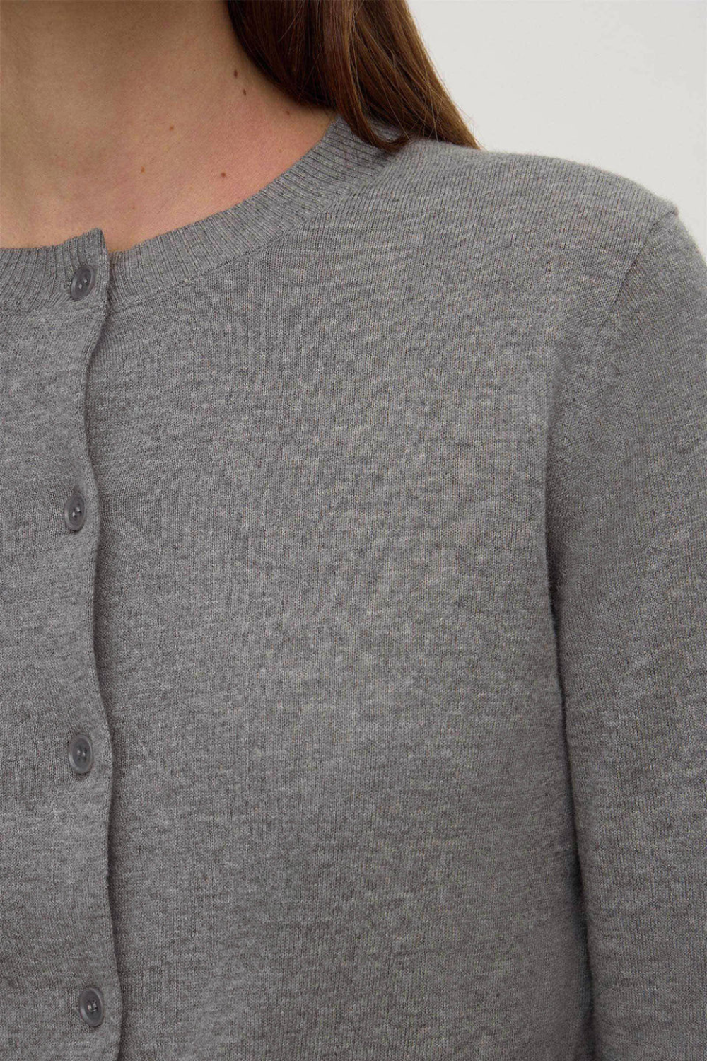 Orina Cotton Cashmere Cardigan | Dark Grey Marle