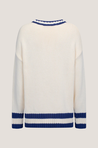 AJ V-Neck Knit Sweater Coconut