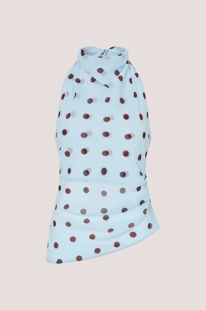 Enyarsi Skirt AOP | Blue Maroon Polka Dot
