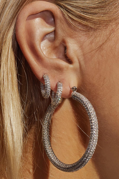 Pave Amalfi Hoops | Silver
