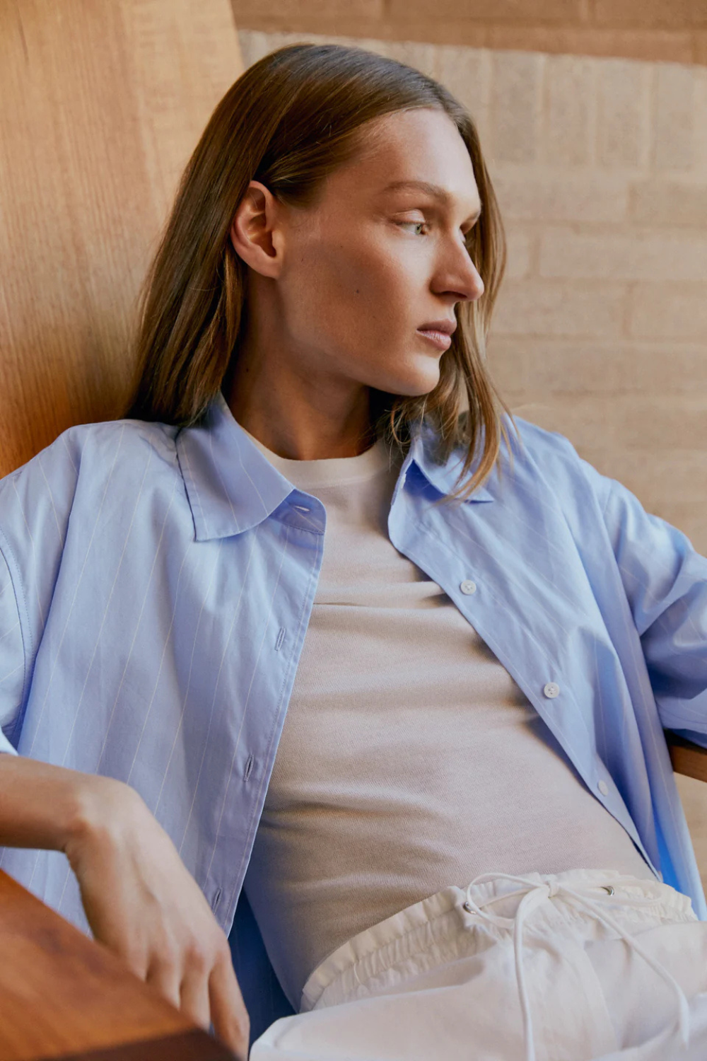 Otis Poplin Stripe Long Sleeve Shirt | Bahama/White
