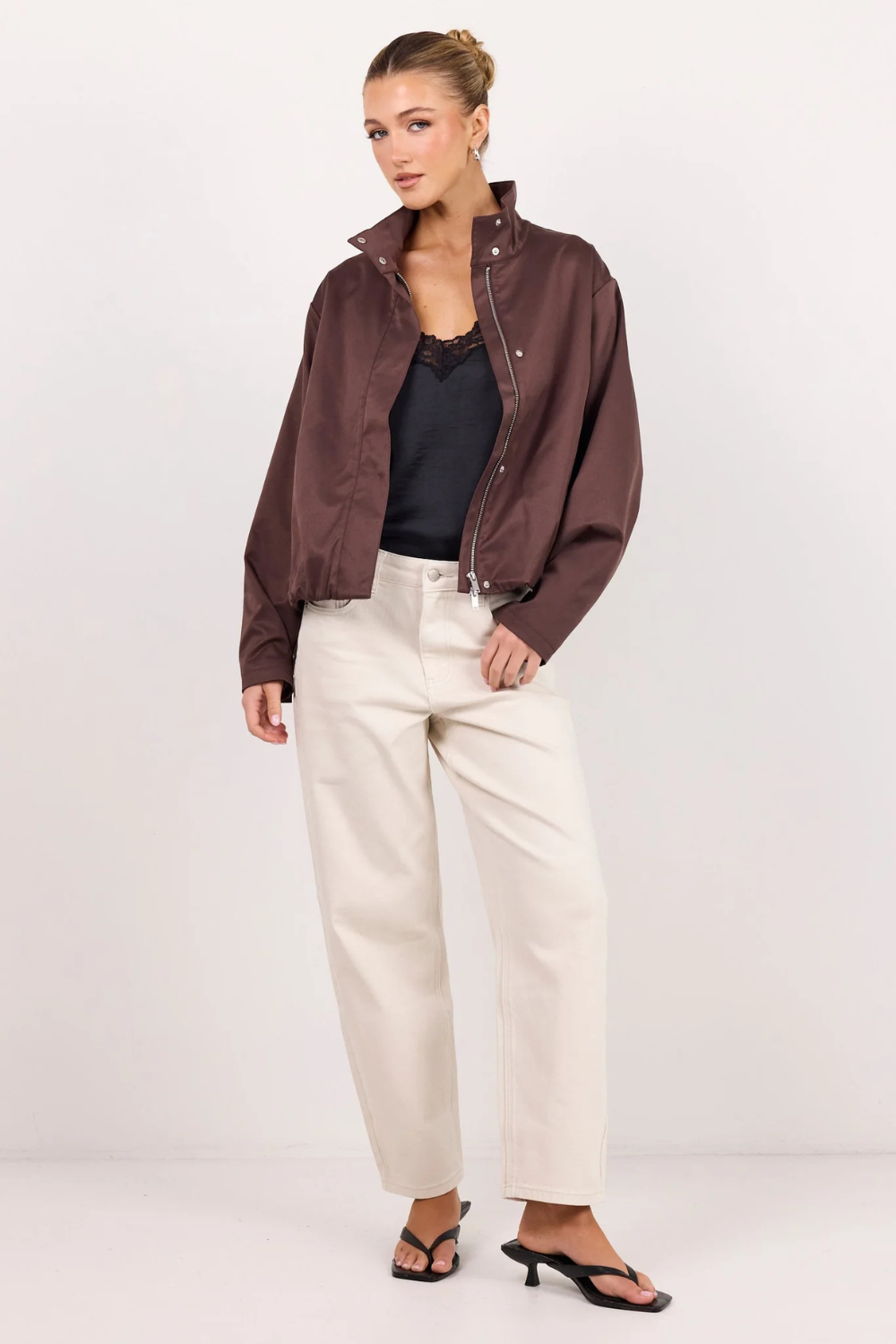 Landscape Chocolate Funnel Neck Track Jacket