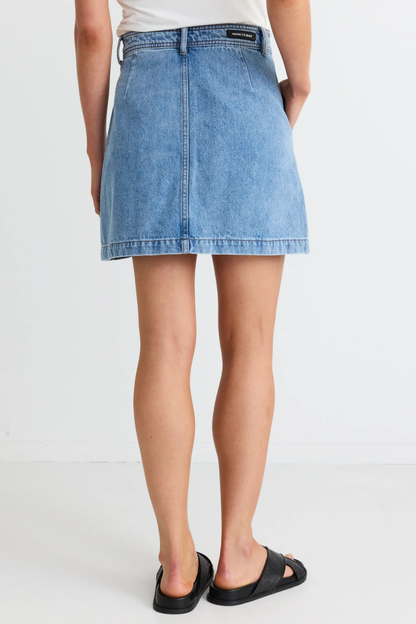 Orchard Mid Blue Pocket Front Denim Mini Skirt