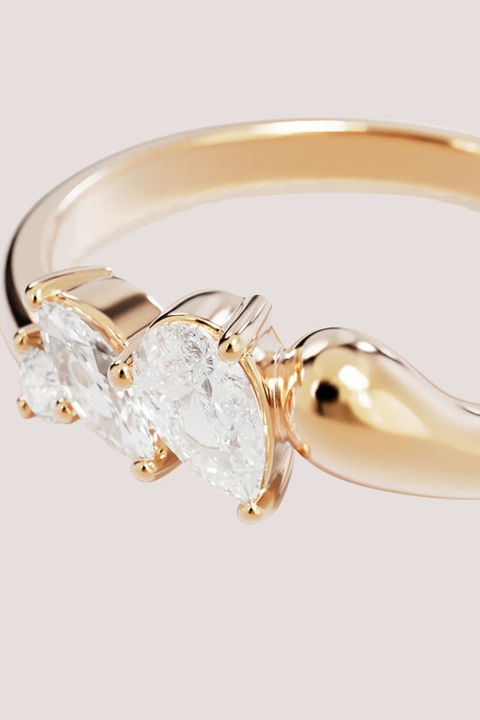 18k Gold Vermeil Crystal Wings Ring