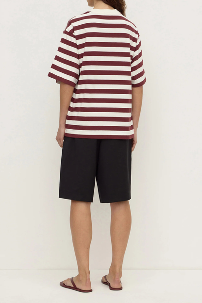 Arla Cotton Tee | Raisin/Cream Stripe