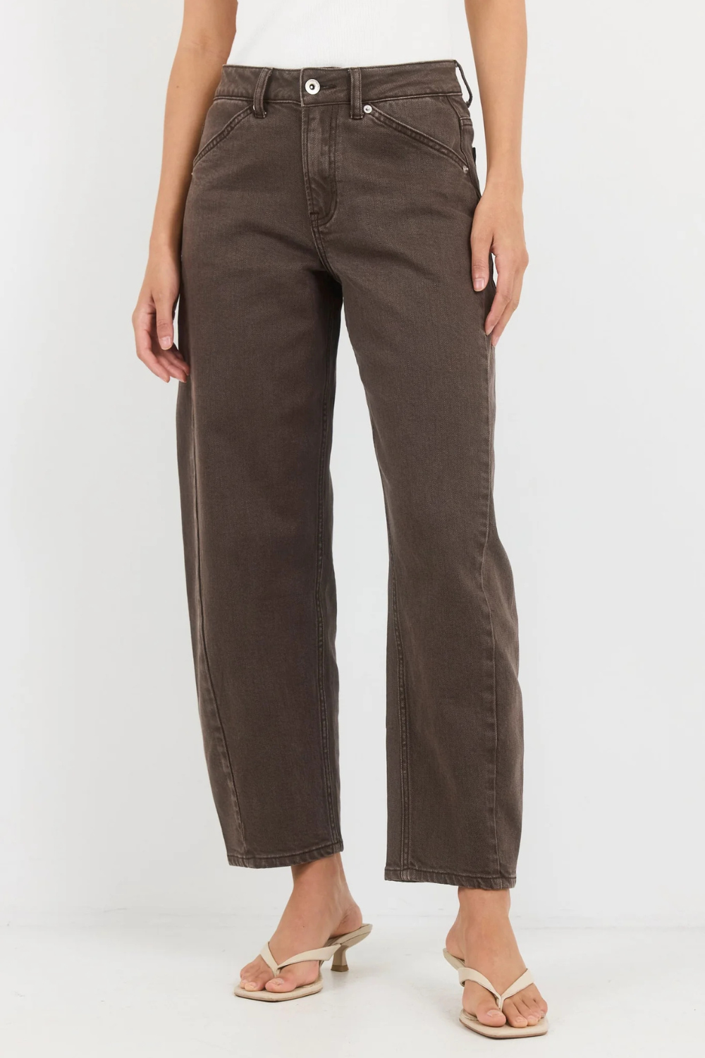 Idolise Mocha Stretch Soft Barrel Jeans