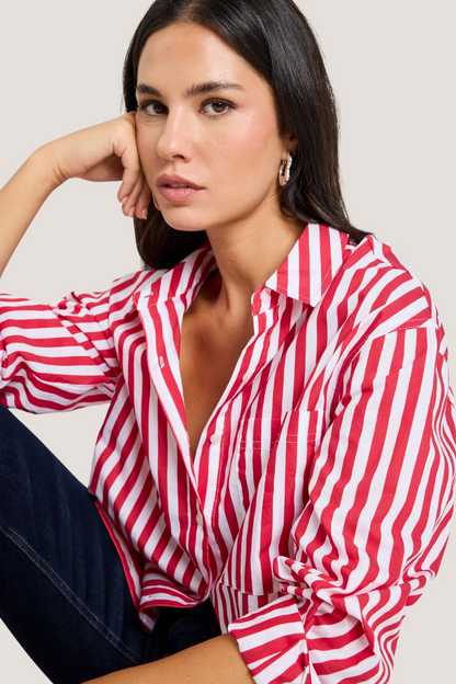 You Got This Red Stripe Oversized Shirt