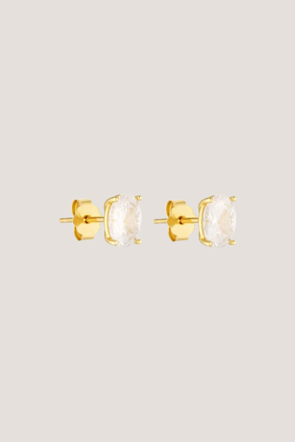 Oval Studs | Gold/Clear