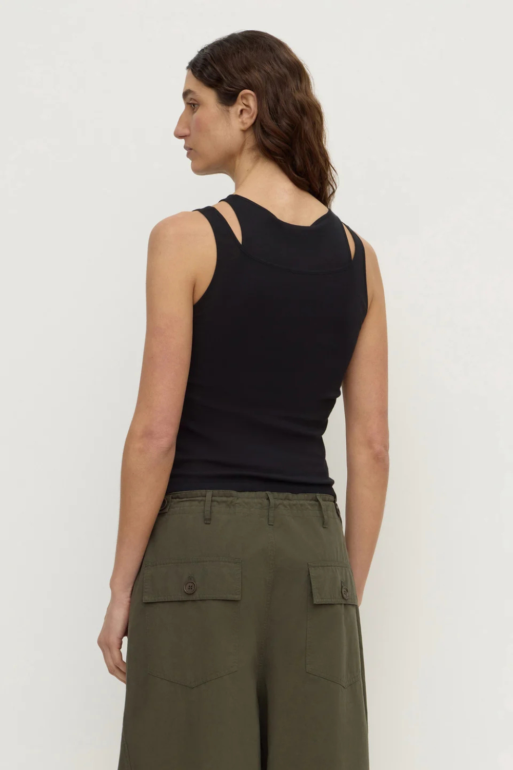 Mika Jersey Layered Tank | Black