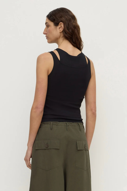 Mika Jersey Layered Tank | Black