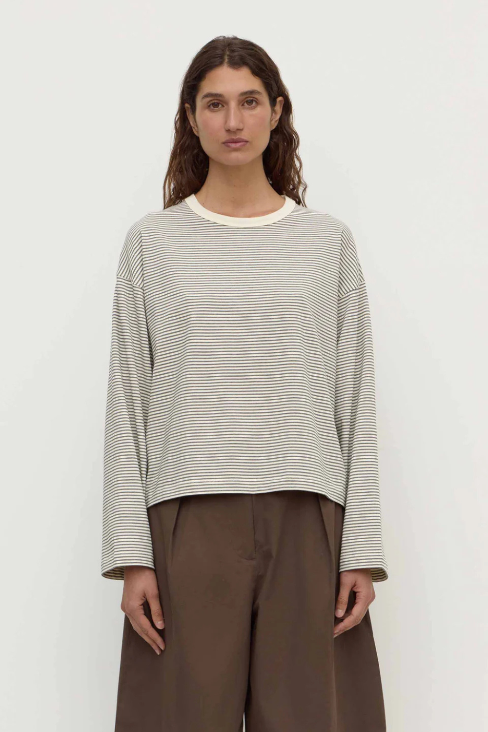 Malone Stripe Wide Sleeve Tee | Cream/Black