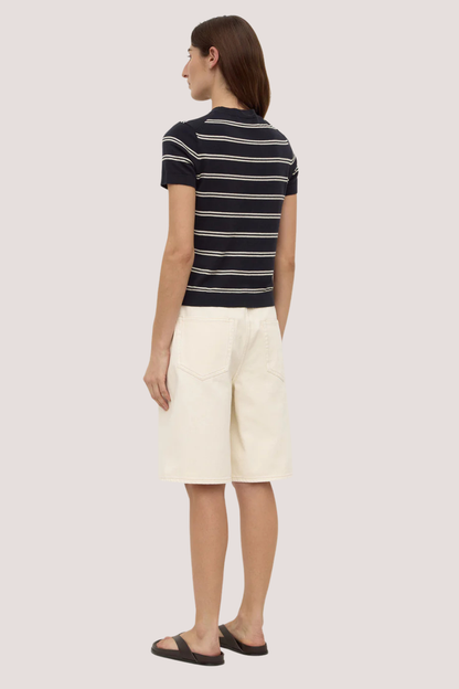 Allison Stripe Cotton Cashmere Tee | True Navy/Cream