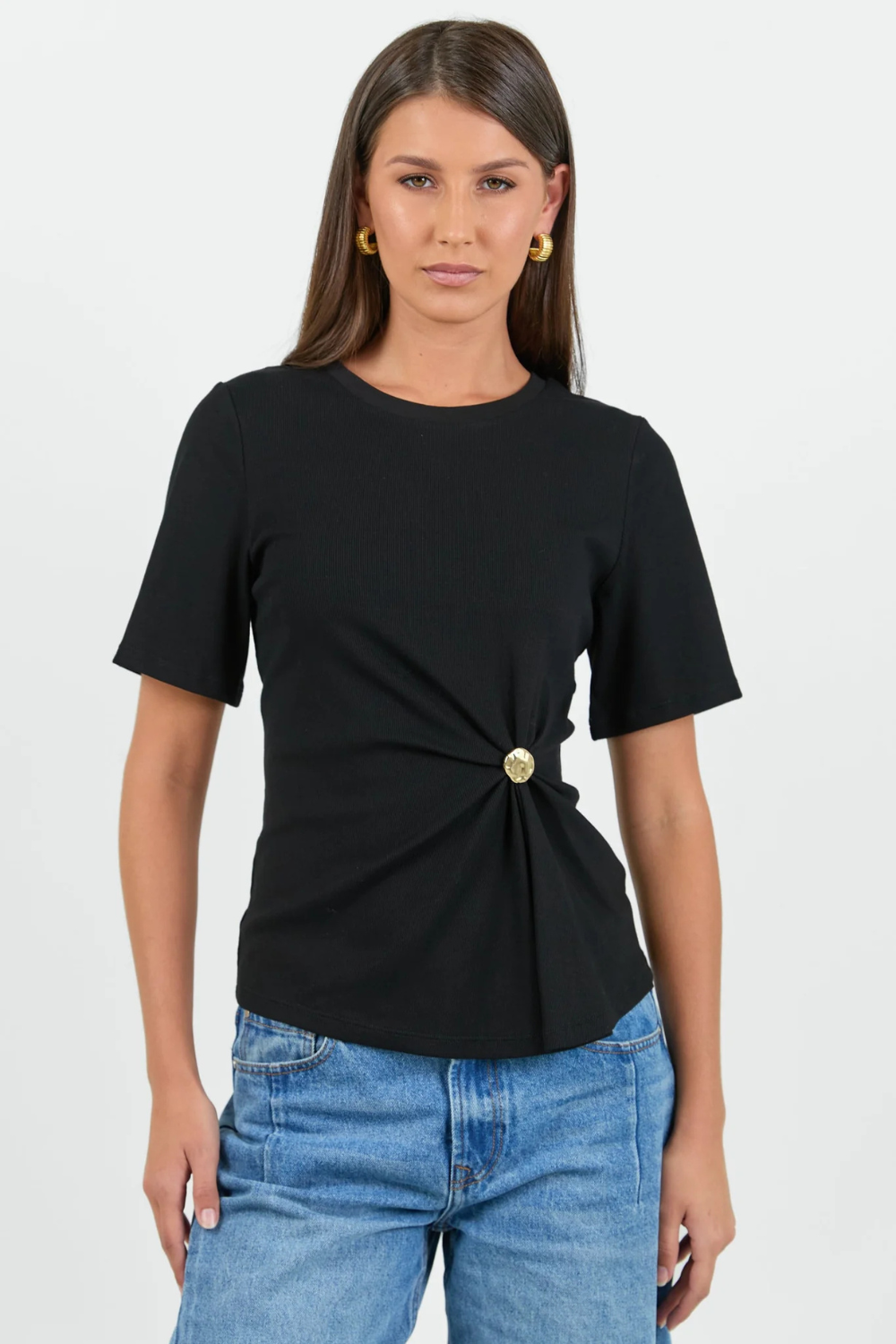 Helm Black Waist Buckle Short Sleeve Tee