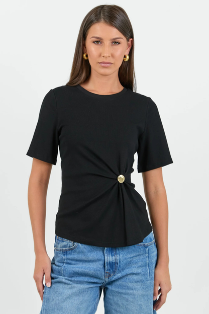Helm Black Waist Buckle Short Sleeve Tee