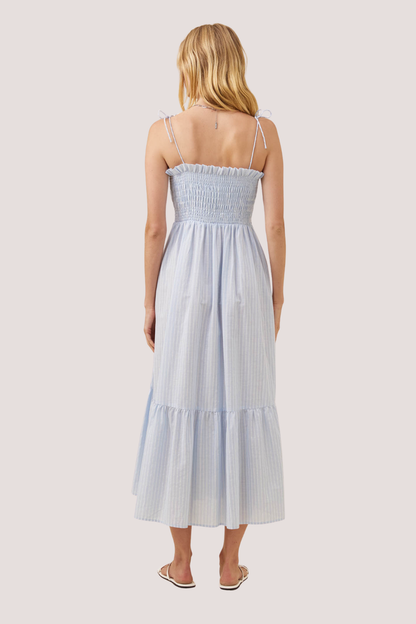 Lyndell Shirred Maxi Dress | Light Blue
