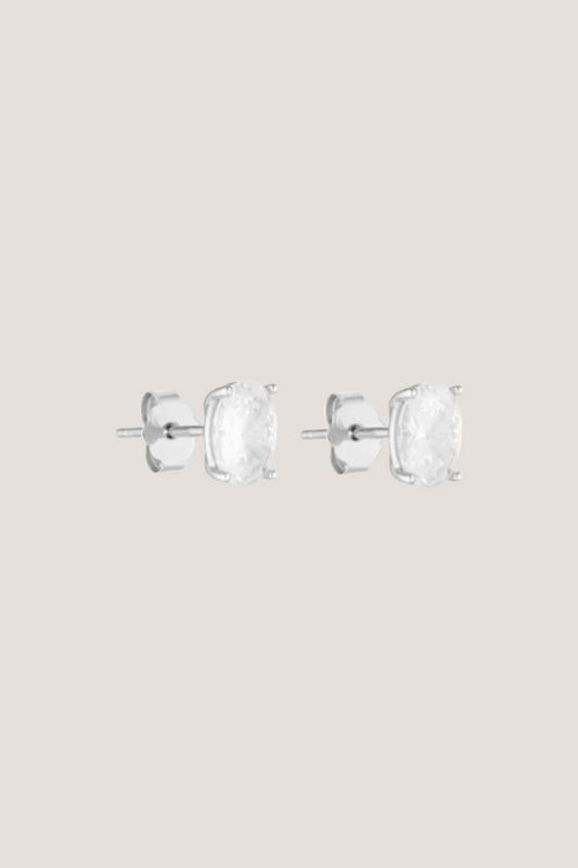 Oval Studs | Silver/Clear