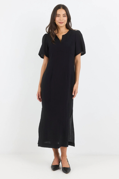 Commend Black Texture Shaped SS Maxi Dress