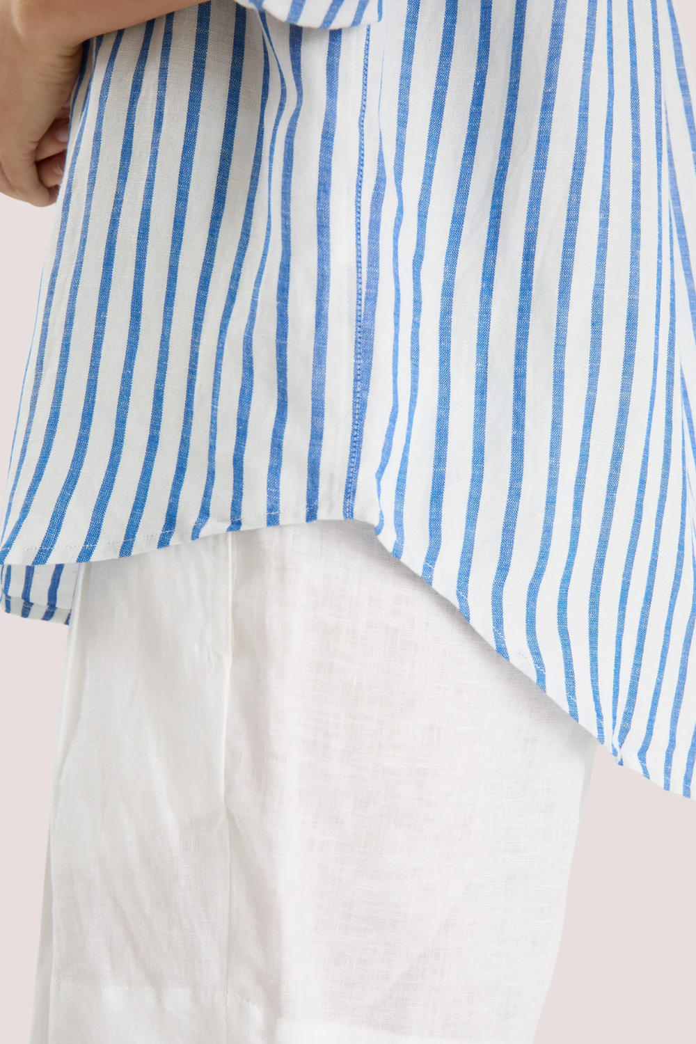 Exalted Blue Stripe Linen Viscose Oversized Shirt