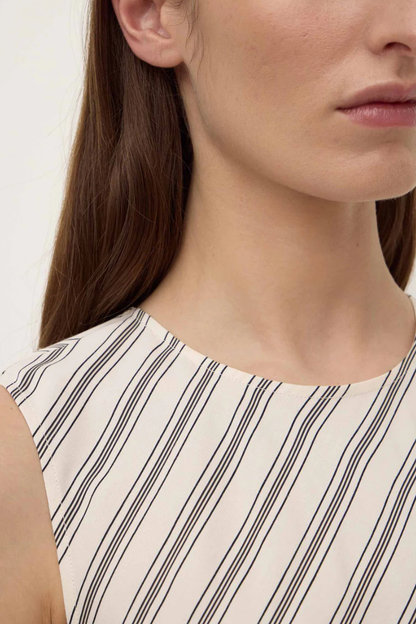 Lenny Stripe Midi Dress | Cream/Smoke