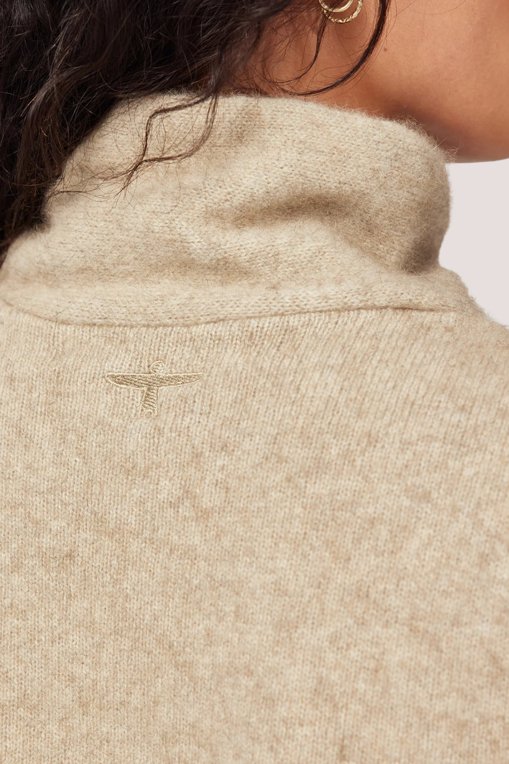Cross Neck Sweater | Latte