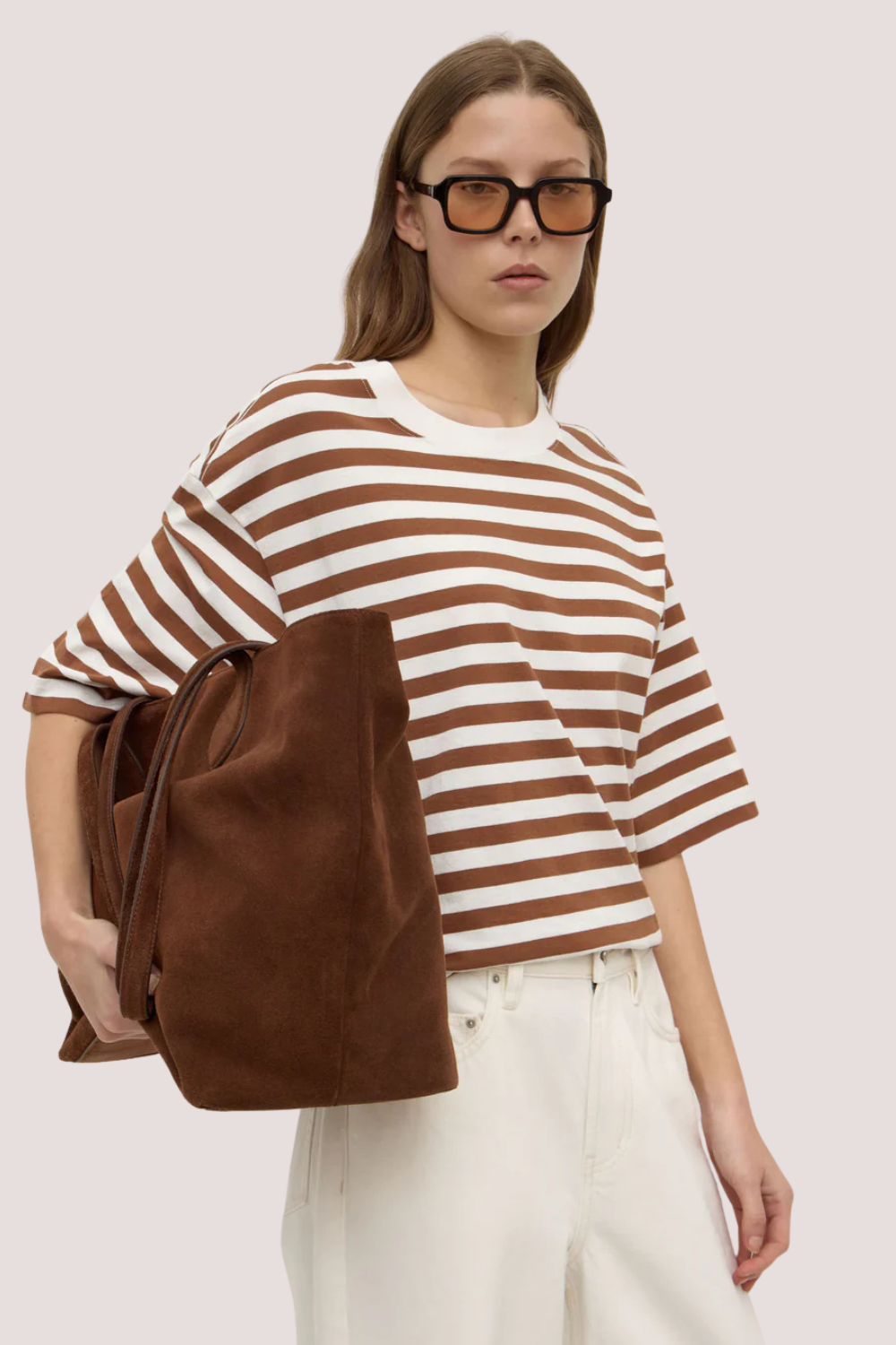 Monte Stripe Cotton Short Sleeve Tee | Earth/Antique White