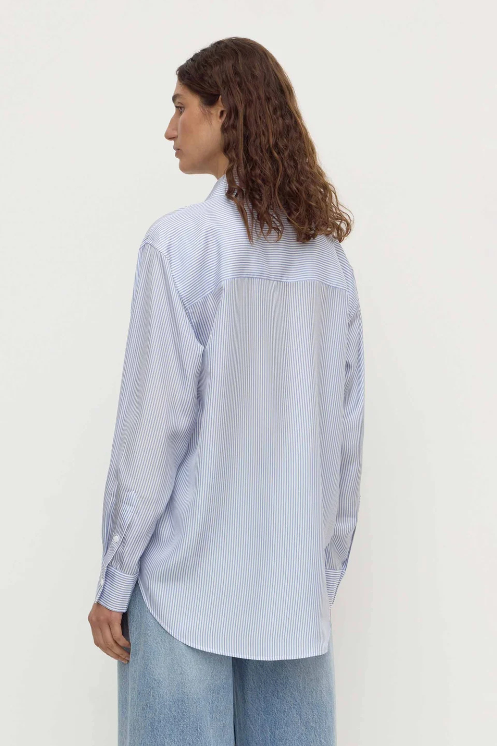 Spencer Stripe Silk Shirt | Blue/White Stripe