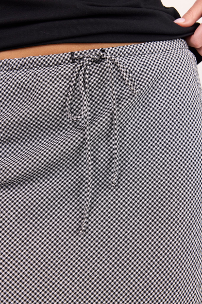 Summit Black White Mini Gingham Tie Waist Bias Maxi Skirt